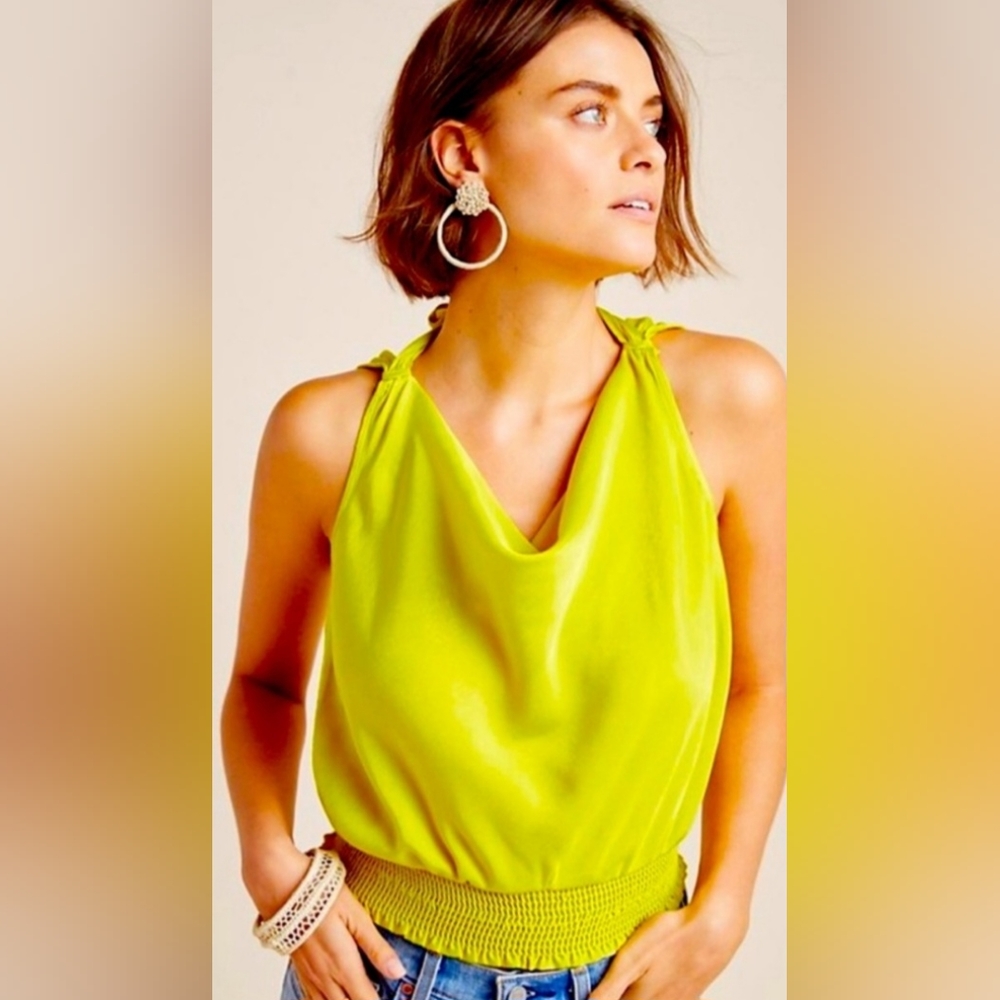 Anthropologie Yellow Halter Tank Top with Relaxed Fit